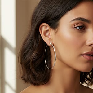 Twisted Lines Hoop Earrings in Sterling Silver 6.2 Grams