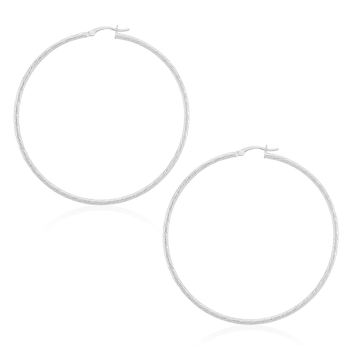 Twisted Lines Hoop Earrings in Sterling Silver 6.2 Grams image number 3