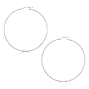 Twisted Lines Hoop Earrings in Sterling Silver 6.2 Grams