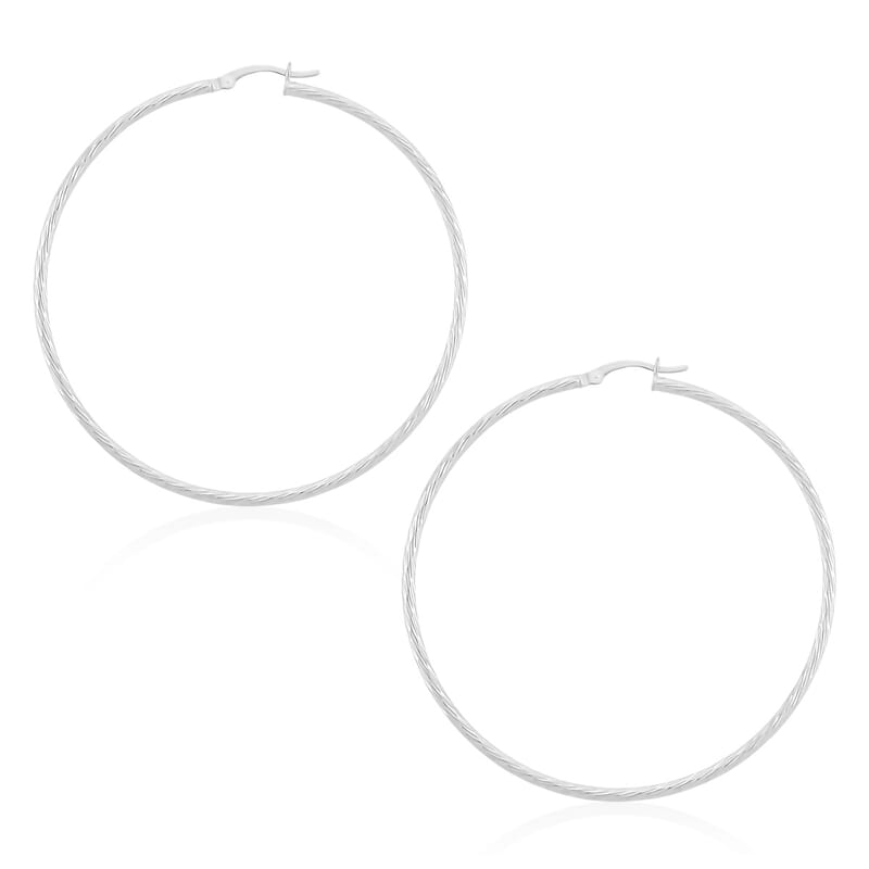 Twisted Lines Hoop Earrings in Sterling Silver 6.2 Grams
