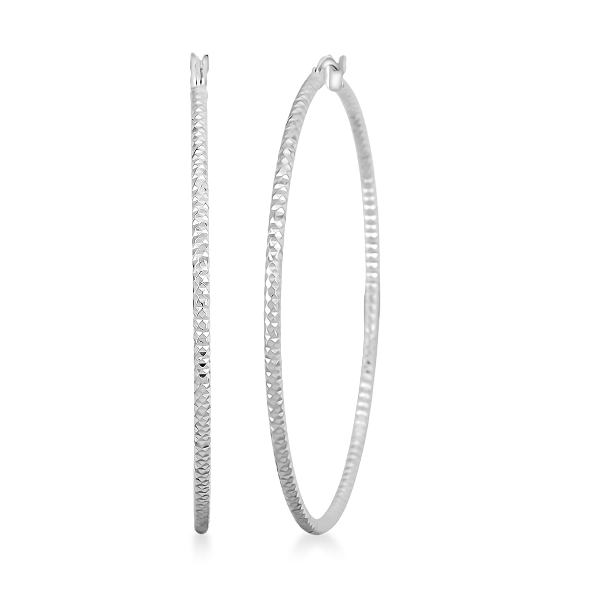 Groove Textured Hoop Earrings in Sterling Silver 6 Grams