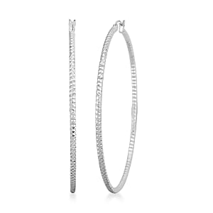 Groove Textured Hoop Earrings in Sterling Silver 6 Grams