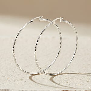 Groove Textured Hoop Earrings in Sterling Silver 6 Grams