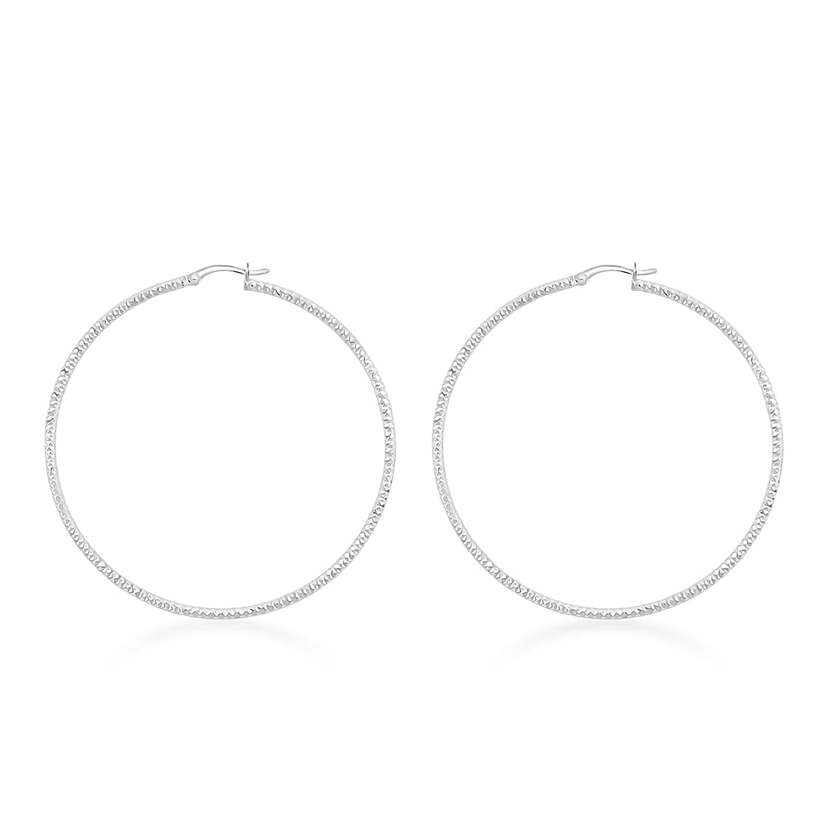 Groove Textured Hoop Earrings in Sterling Silver 6 Grams