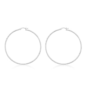 Groove Textured Hoop Earrings in Sterling Silver 6 Grams