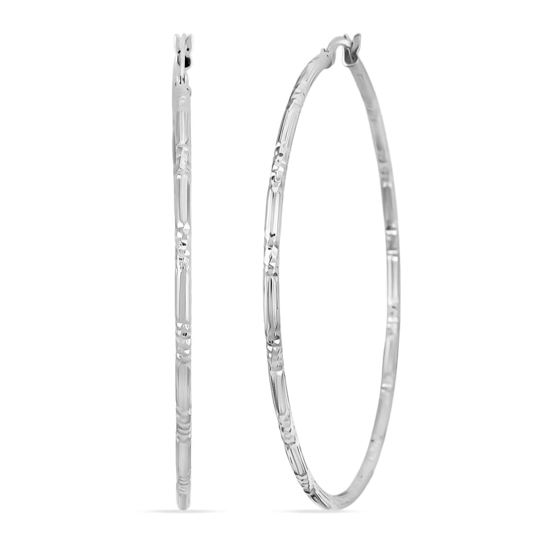 Station Grove Hoop Earrings in Sterling Silver 6.2 Grams