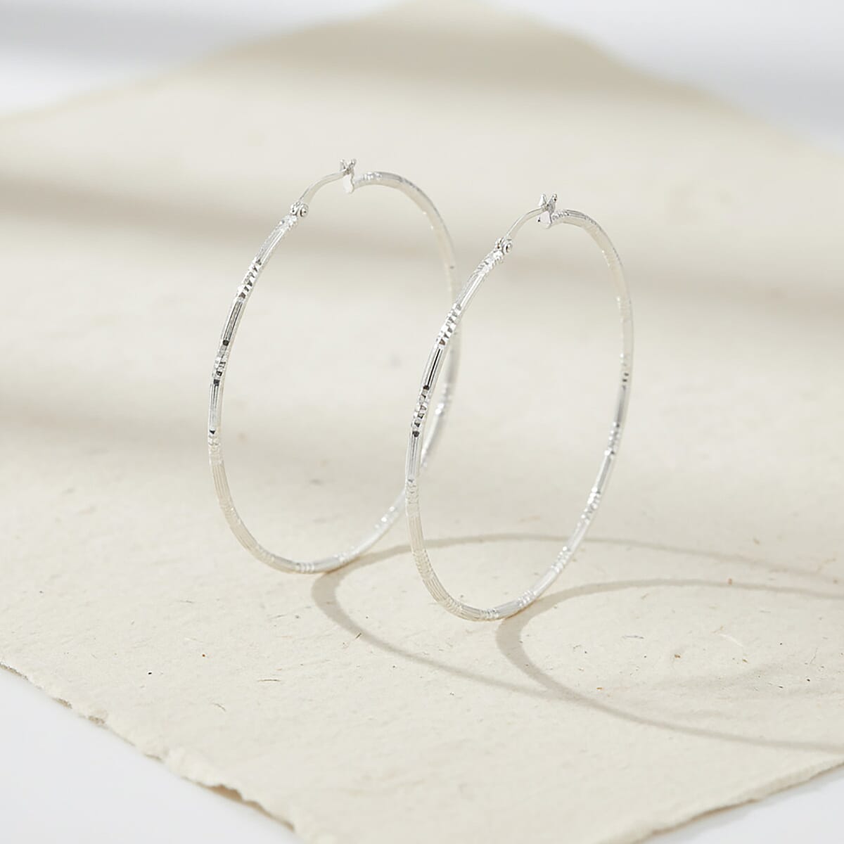 Station Grove Hoop Earrings in Sterling Silver 6.2 Grams image number 1