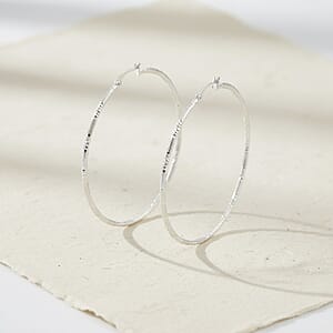 Station Grove Hoop Earrings in Sterling Silver 6.2 Grams