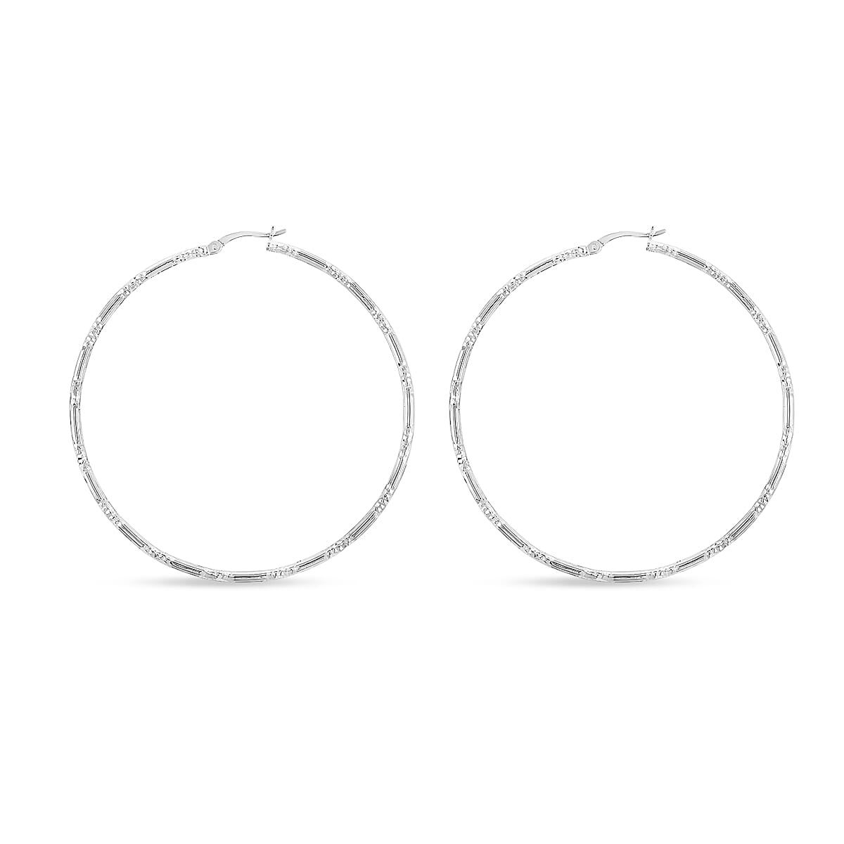 Station Grove Hoop Earrings in Sterling Silver 6.2 Grams
