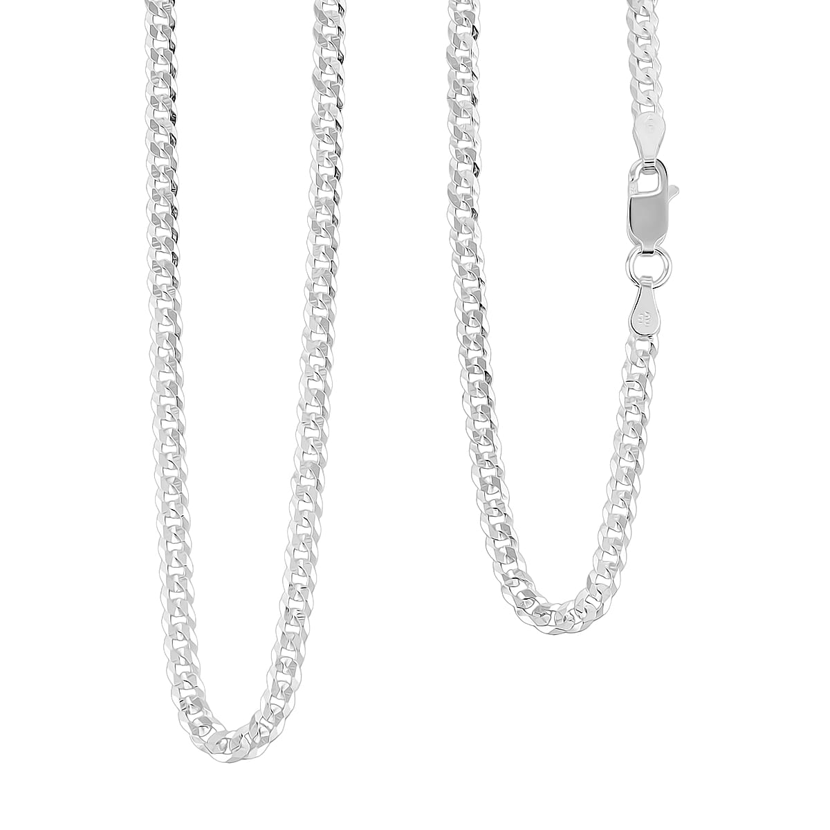 Flat Curb Chain Necklace in Sterling Silver 6 Grams 18 Inches image number 0