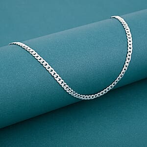 Flat Curb Chain Necklace in Sterling Silver 6 Grams 18 Inches
