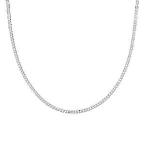 Flat Curb Chain Necklace in Sterling Silver 6 Grams 18 Inches