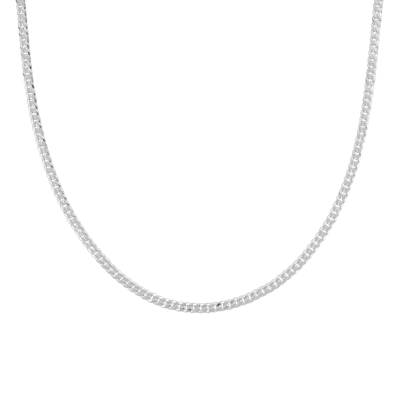 Flat Curb Chain Necklace in Sterling Silver 6 Grams 18 Inches