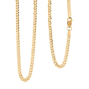 Flat Curb Chain Necklace in 14K Yellow Gold Over Sterling Silver 6 Grams 18 Inches