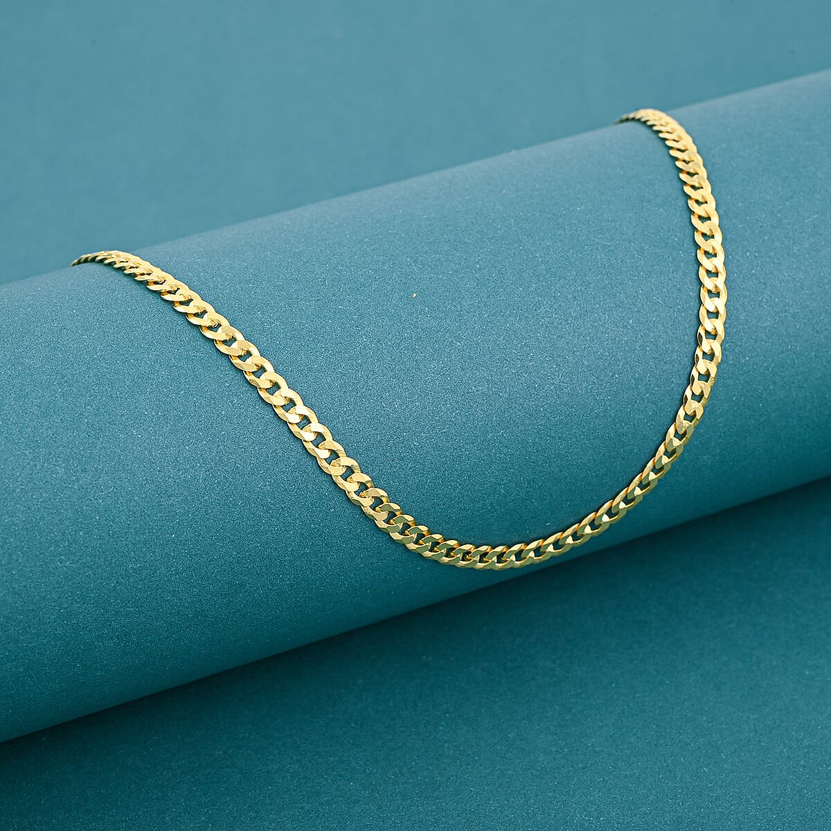 Flat Curb Chain Necklace in 14K Yellow Gold Over Sterling Silver 6 Grams 18 Inches image number 1