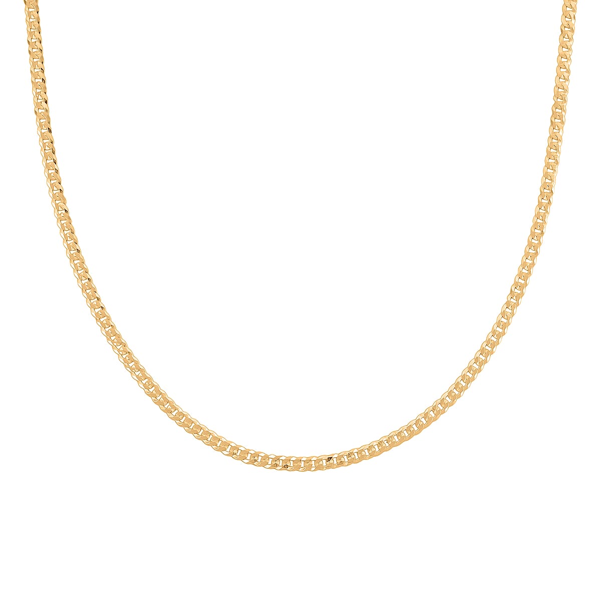 Flat Curb Chain Necklace in 14K Yellow Gold Over Sterling Silver 6 Grams 18 Inches image number 3