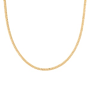 Flat Curb Chain Necklace in 14K Yellow Gold Over Sterling Silver 6 Grams 18 Inches