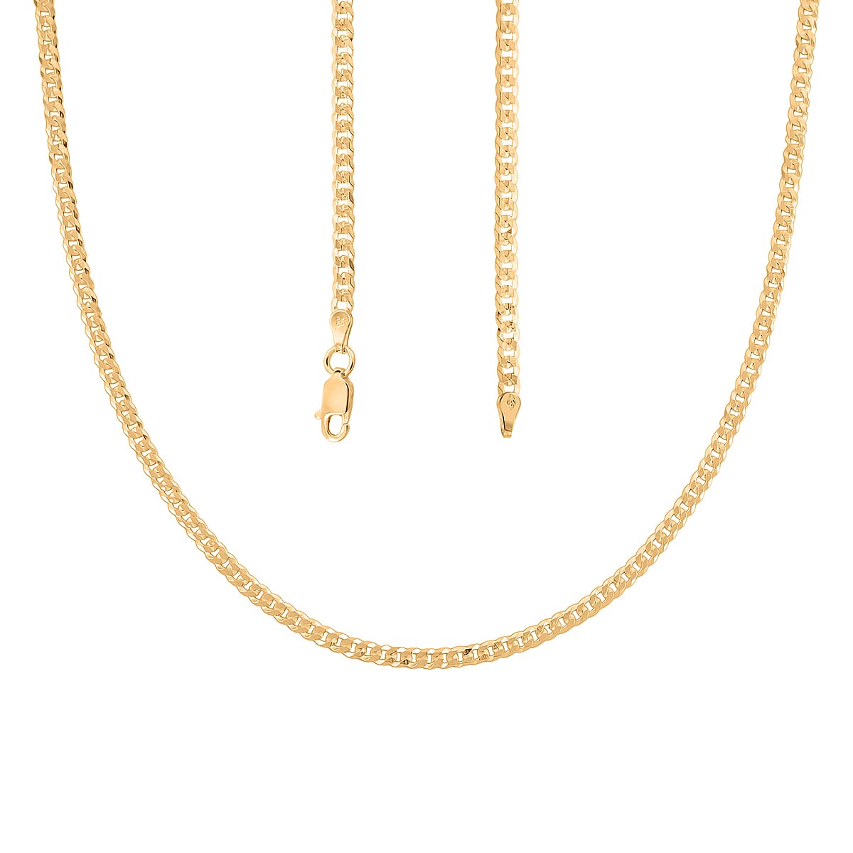 Flat Curb Chain Necklace in 14K Yellow Gold Over Sterling Silver 6 Grams 18 Inches image number 4