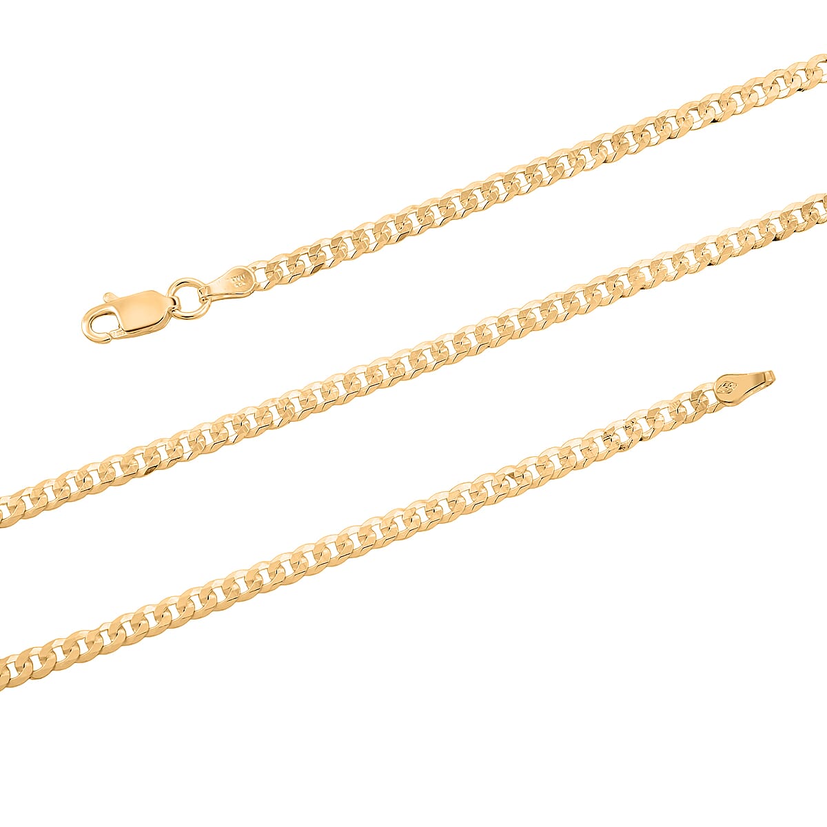 Flat Curb Chain Necklace in 14K Yellow Gold Over Sterling Silver 6 Grams 18 Inches image number 5