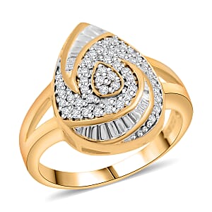 Diamond I2-I3 0.25 ctw Ring in 14K Yellow Gold Over Sterling Silver (Size 7.0)