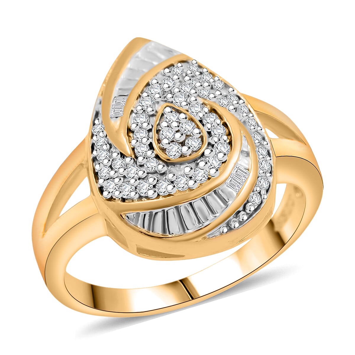 Diamond Ring in 14K YG Over Sterling Silver 0.25 ctw (Size 8.0)