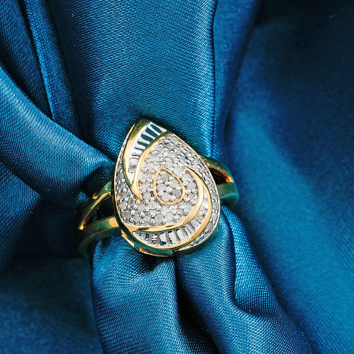 Diamond I2-I3 0.25 ctw Ring in 14K Yellow Gold Over Sterling Silver (Size 8.0) image number 1