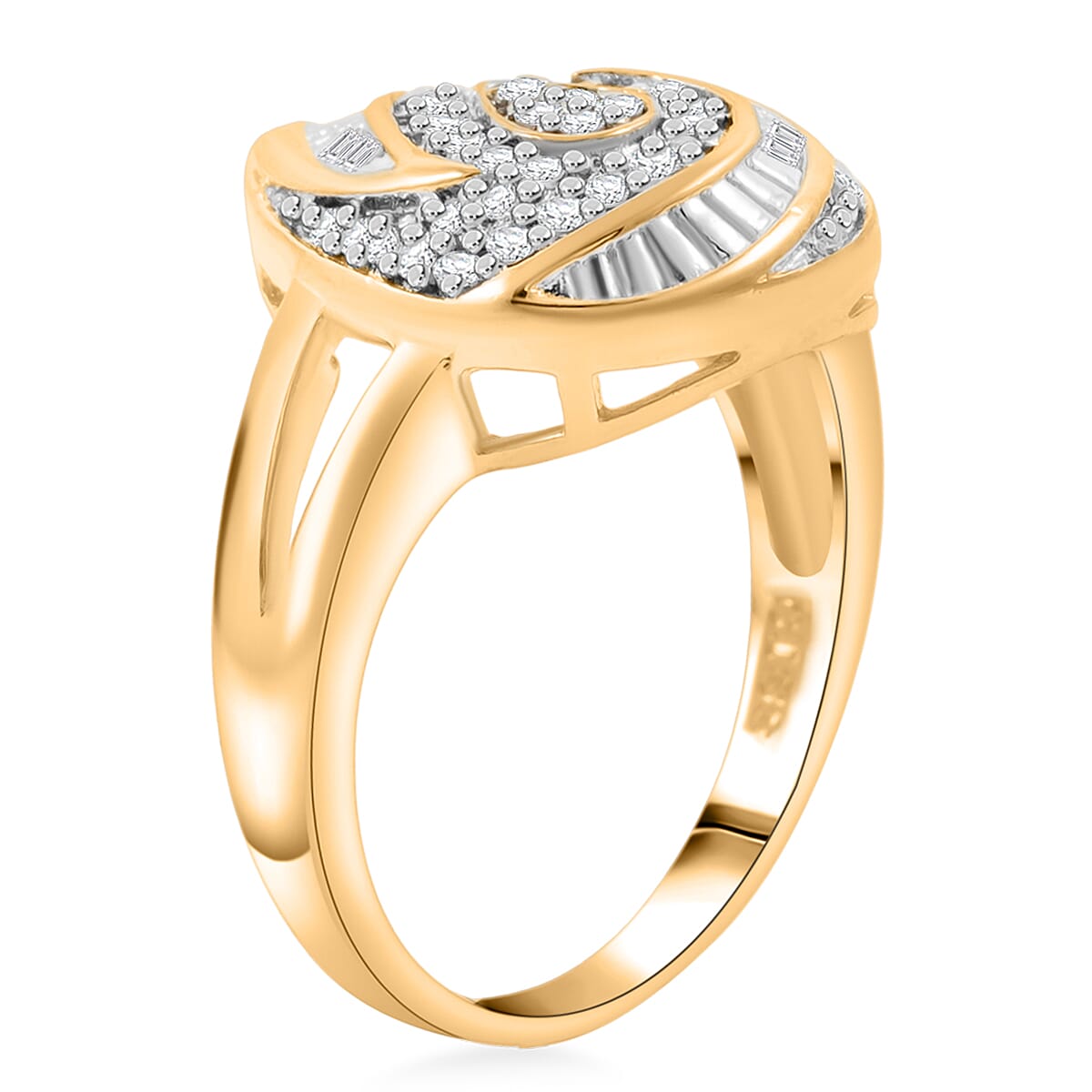 Diamond I2-I3 0.25 ctw Ring in 14K Yellow Gold Over Sterling Silver (Size 8.0) image number 3