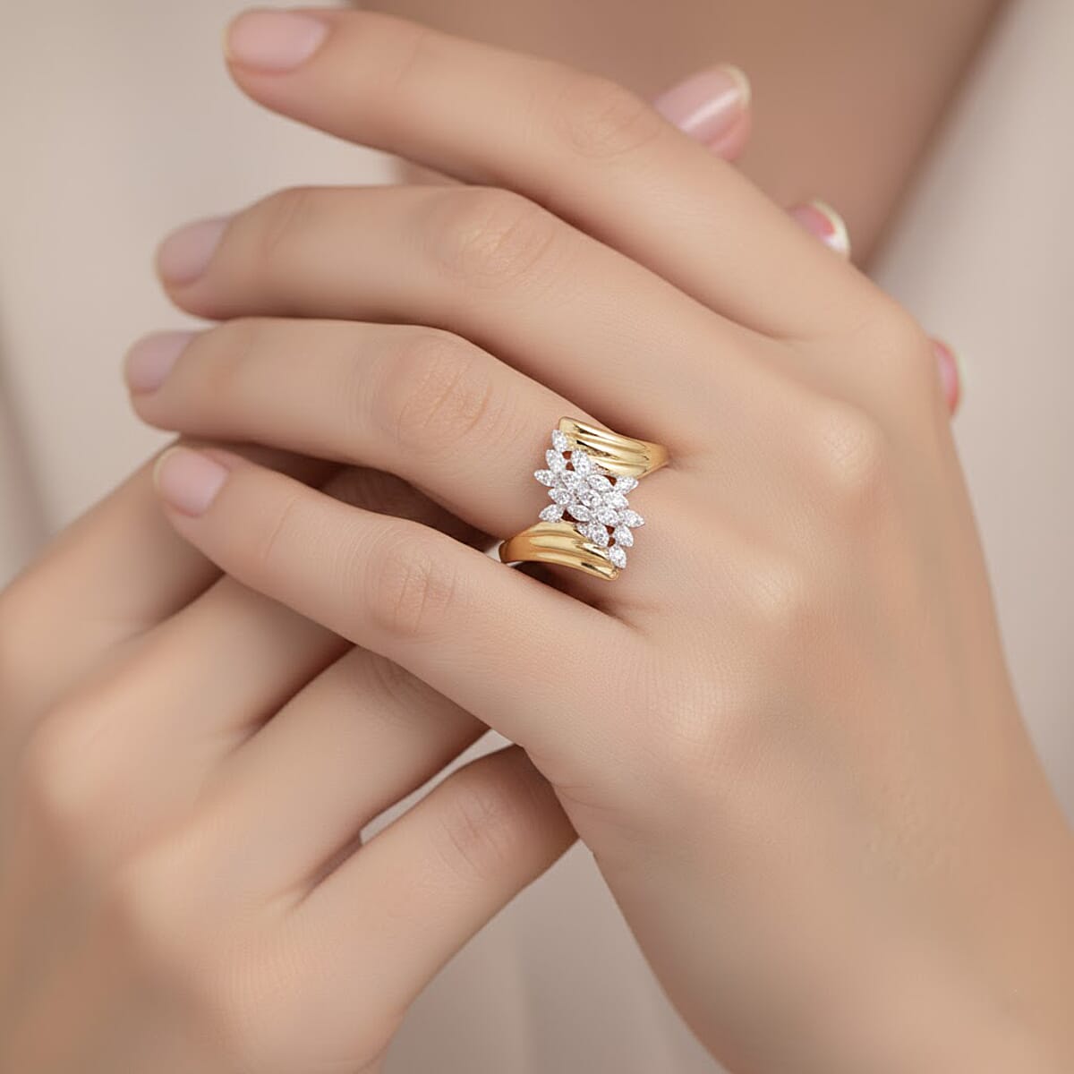 Diamond I2-I3 Accent Ring in 14K Yellow Gold Over Sterling Silver (Size 8.0) image number 2