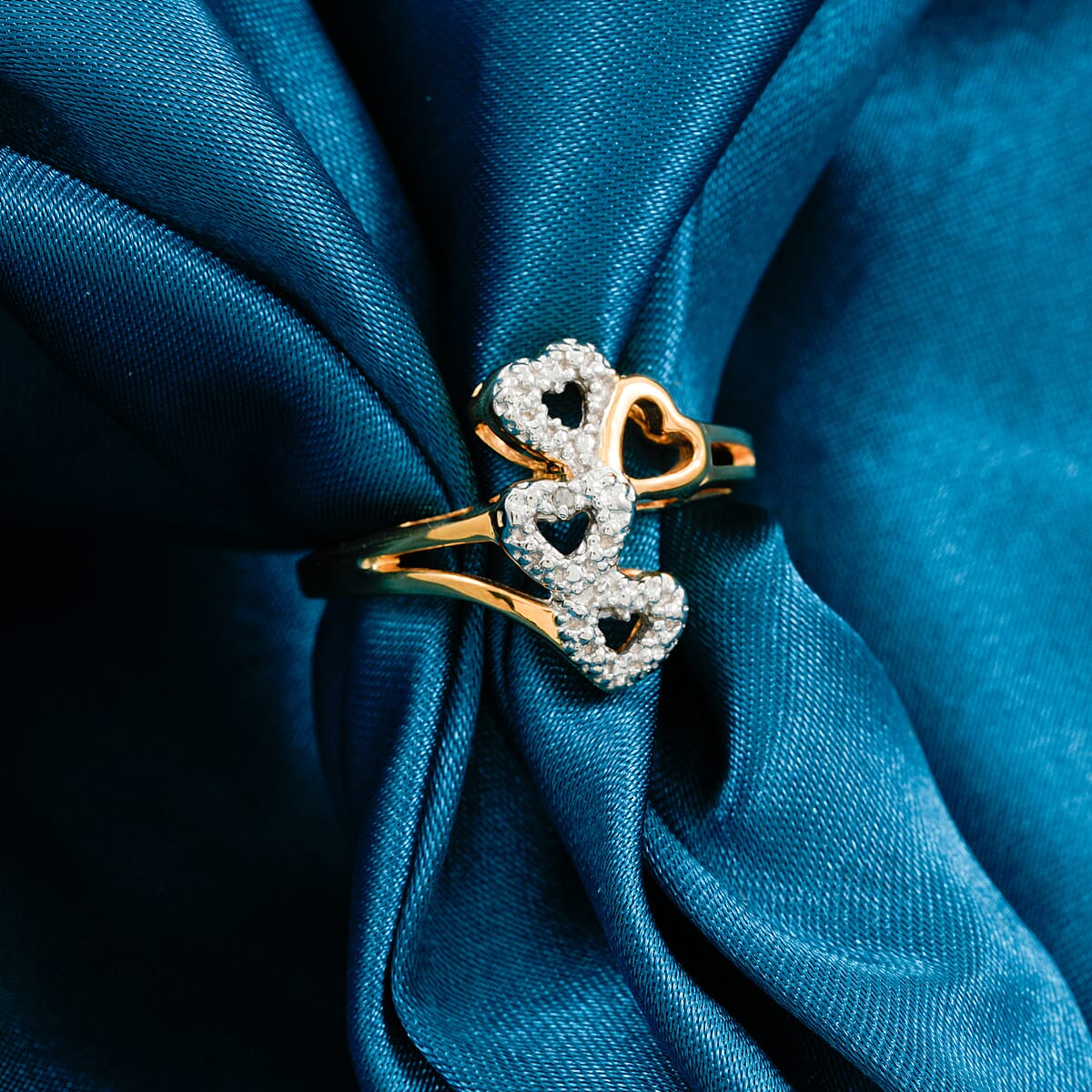 Diamond I2-I3 Accent Ring in 14K Yellow Gold Over Sterling Silver (Size 8.0) image number 1