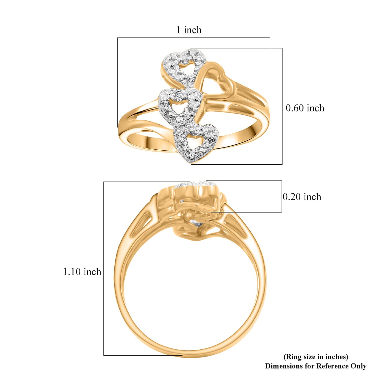 Diamond I2-I3 Accent Ring in 14K Yellow Gold Over Sterling Silver (Size 8.0) image number 4