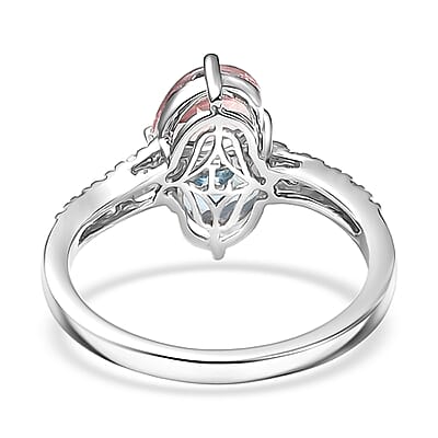 Certified and Appraised AAA Mangoro Aquamarine, Palmeiras Pink Morganite, Diamond Bypass Ring in 10K White Gold 2.25 ctw (Size 10.0)