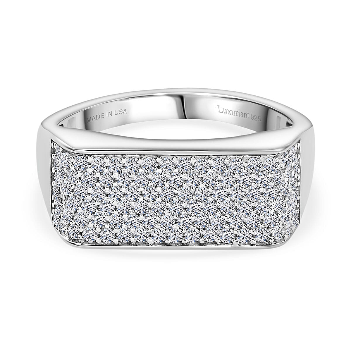 Luxuriant Lab Grown Diamond G-H SI 0.85 ctw Men's Ring in Rhodium Over Sterling Silver (Size 10.0) image number 0