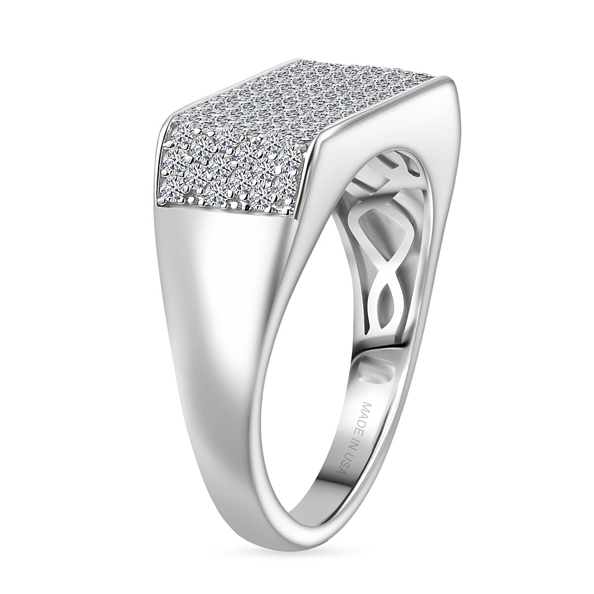 Luxuriant Lab Grown Diamond G-H SI 0.85 ctw Men's Ring in Rhodium Over Sterling Silver (Size 11.0) image number 3