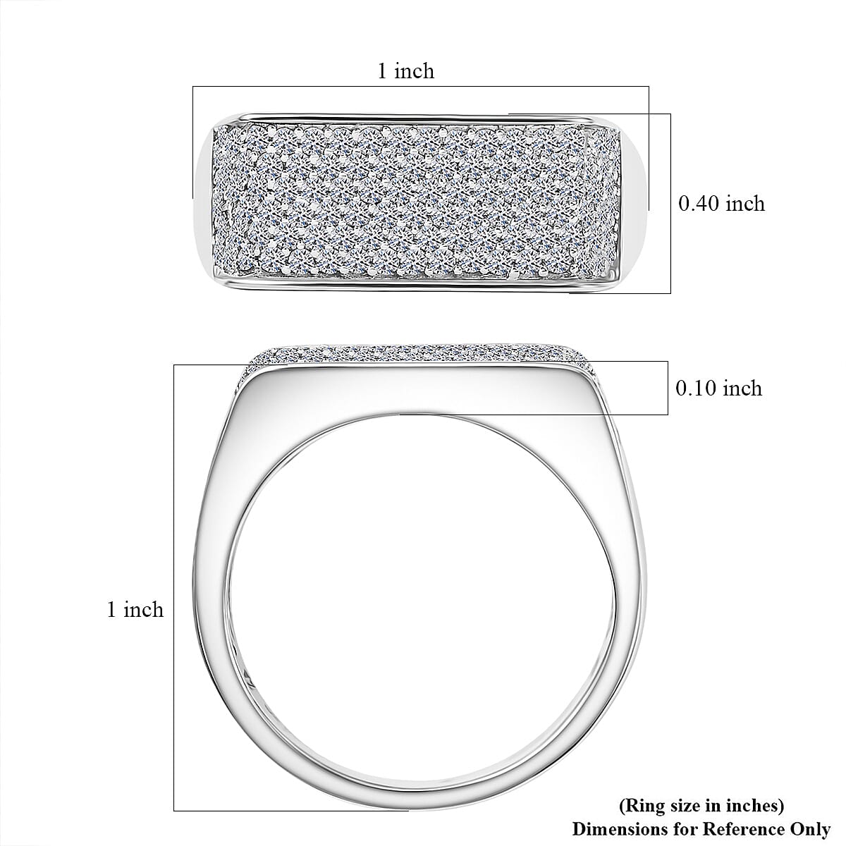 Luxuriant Lab Grown Diamond G-H SI 0.85 ctw Men's Ring in Rhodium Over Sterling Silver (Size 11.0) image number 5
