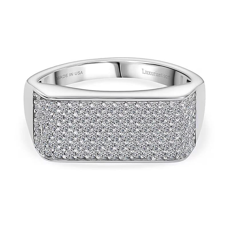 Luxuriant Lab Grown Diamond Men's Ring in Rhodium Over Sterling Silver 0.85 ctw (Size 12.0)