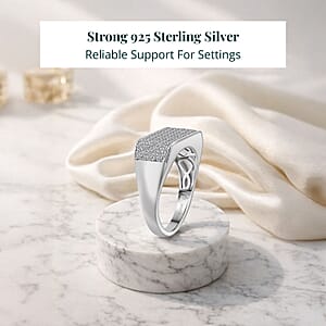 Luxuriant Lab Grown Diamond Men's Ring in Rhodium Over Sterling Silver 0.85 ctw (Size 12.0)