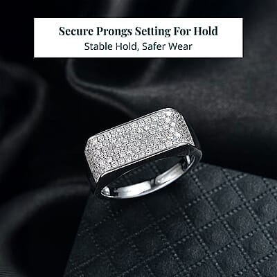 Luxuriant Lab Grown Diamond Men's Ring in Rhodium Over Sterling Silver 0.85 ctw (Size 12.0)