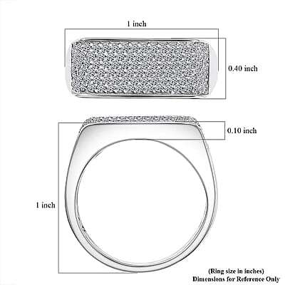 Luxuriant Lab Grown Diamond Men's Ring in Rhodium Over Sterling Silver 0.85 ctw (Size 12.0)