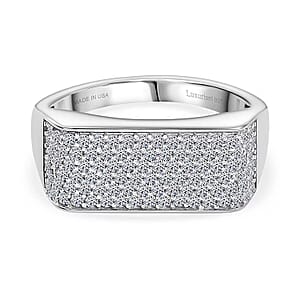 Luxuriant Lab Grown Diamond Men's Ring in Rhodium Over Sterling Silver 0.85 ctw (Size 13.0)