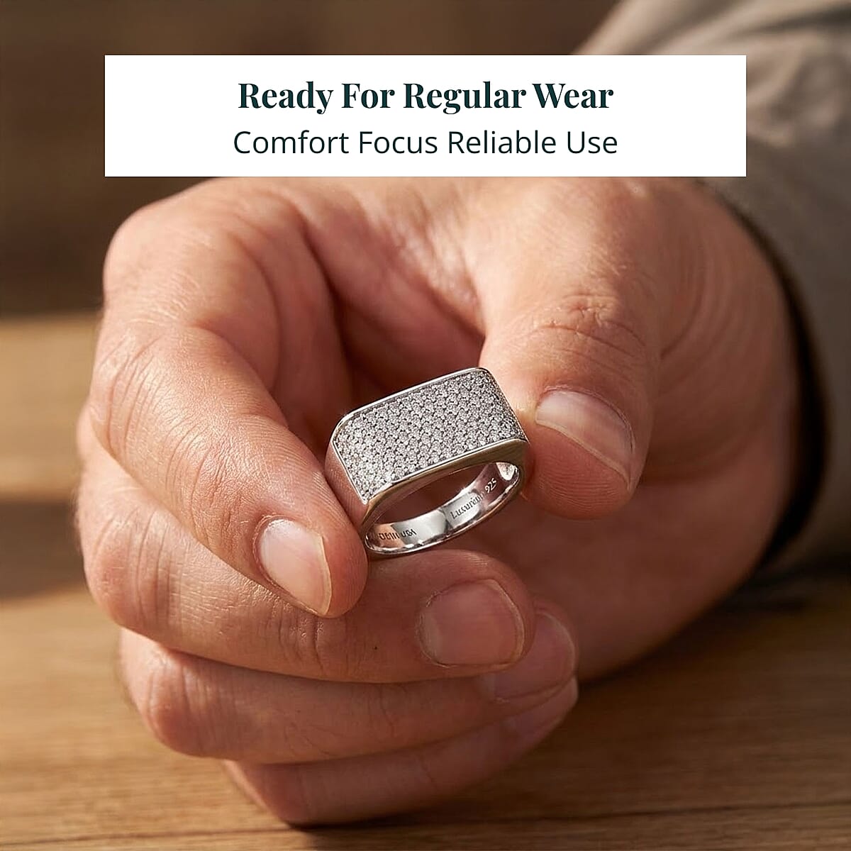 Luxuriant Lab Grown Diamond Men's Ring in Rhodium Over Sterling Silver 0.85 ctw (Size 13.0) image number 5