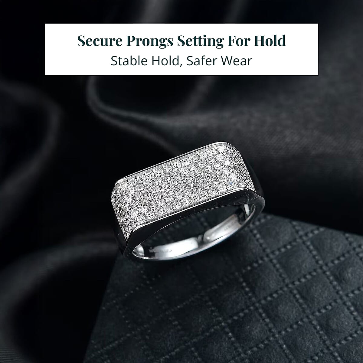 Luxuriant Lab Grown Diamond Men's Ring in Rhodium Over Sterling Silver 0.85 ctw (Size 14.0) image number 4