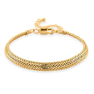 Elegant Woven Chain Bracelet in Goldtone (7.5-9.5In) (7.50 In)