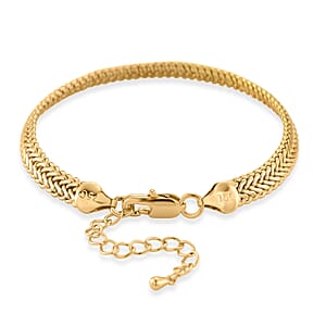 Elegant Woven Chain Bracelet in Goldtone (7.5-9.5In) (7.50 In)