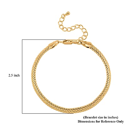 Elegant Woven Chain Bracelet in Goldtone (7.5-9.5In)