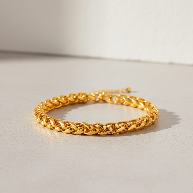 Rope Chain Bracelet in Goldtone (7.5-9.5In)