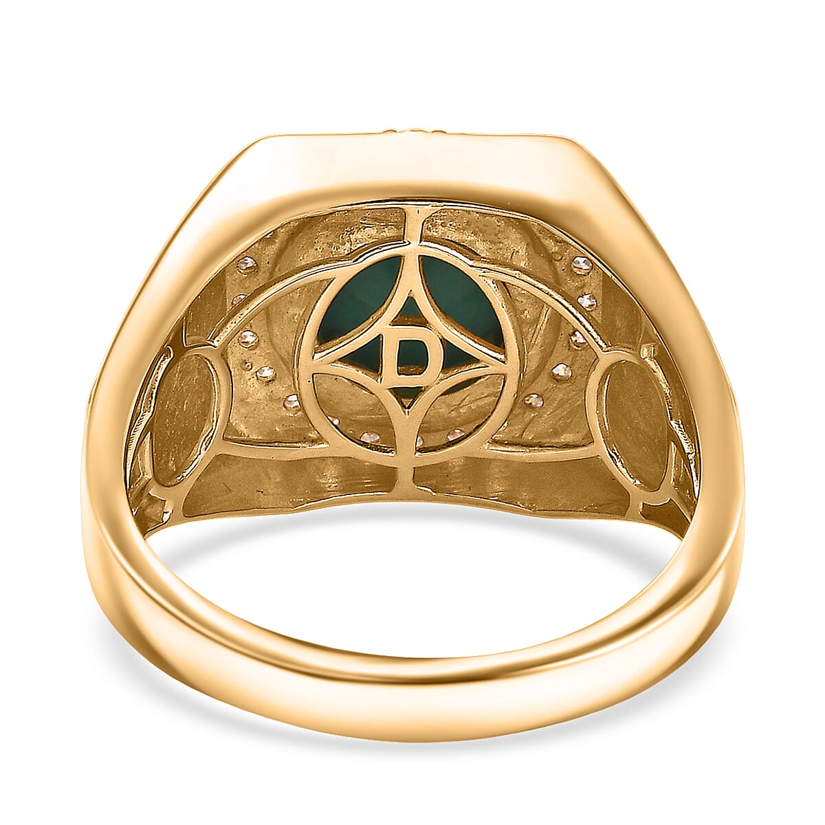 D'Joy AAA Sleeping Beauty Turquoise, Moissanite Men's Ring in 18K Vermeil YG Over Sterling Silver 3.10 ctw (Size 12.0) image number 4