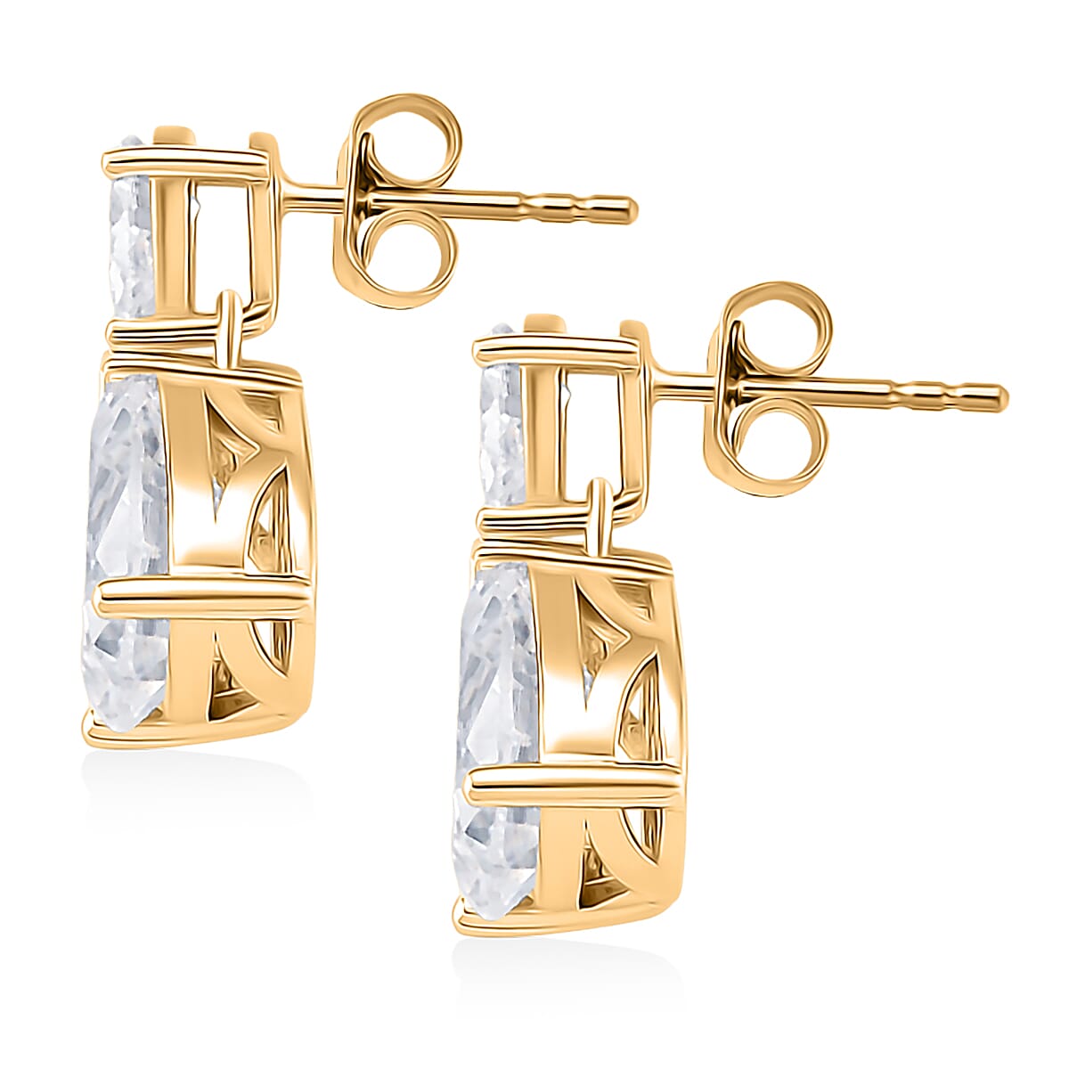  D'Joy Moissanite (Pear 12x8mm) Tear Drop  Earrings in 18K Vermeil YG Over Sterling Silver 6.60 ctw image number 3