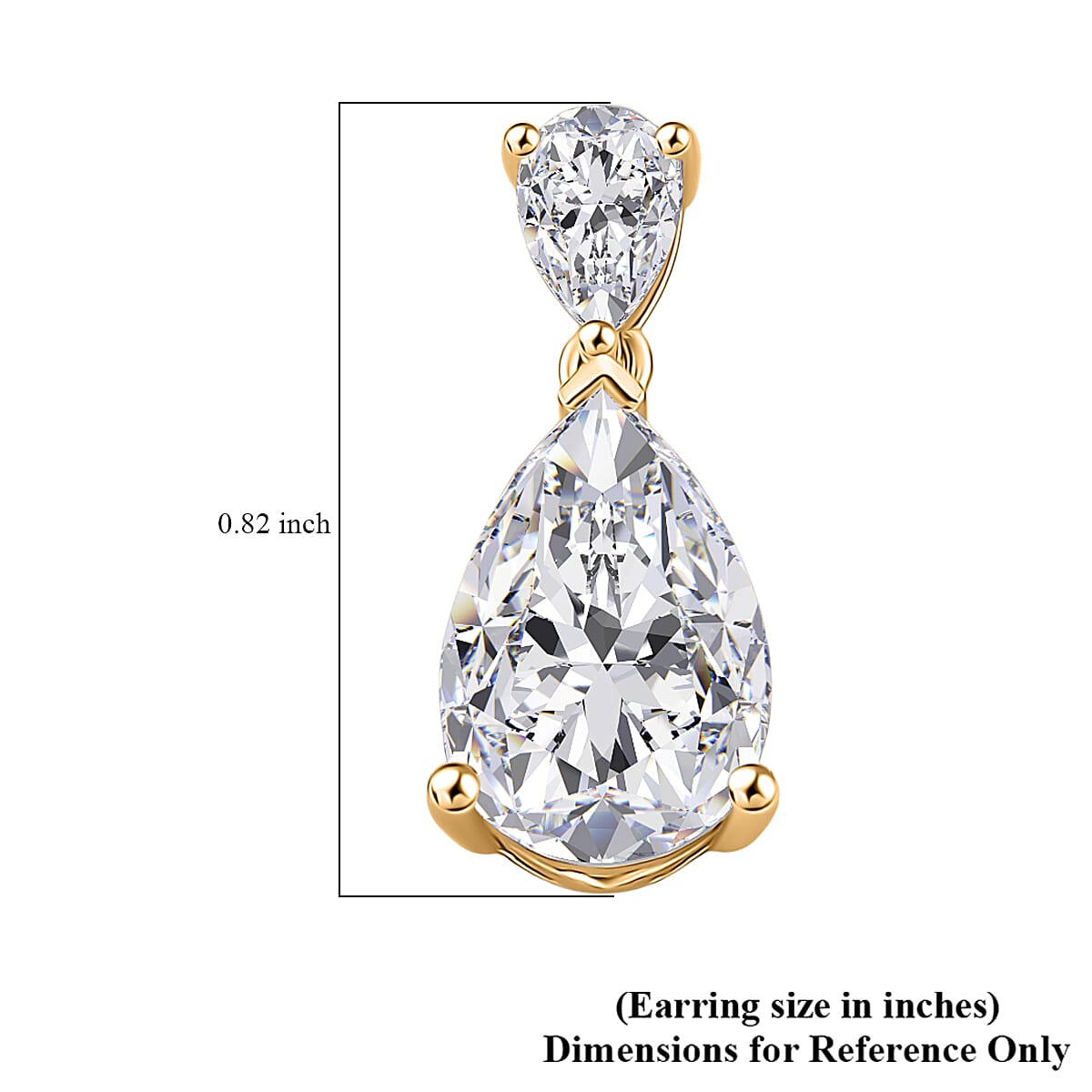  D'Joy Moissanite (Pear 12x8mm) Tear Drop  Earrings in 18K Vermeil YG Over Sterling Silver 6.60 ctw image number 5