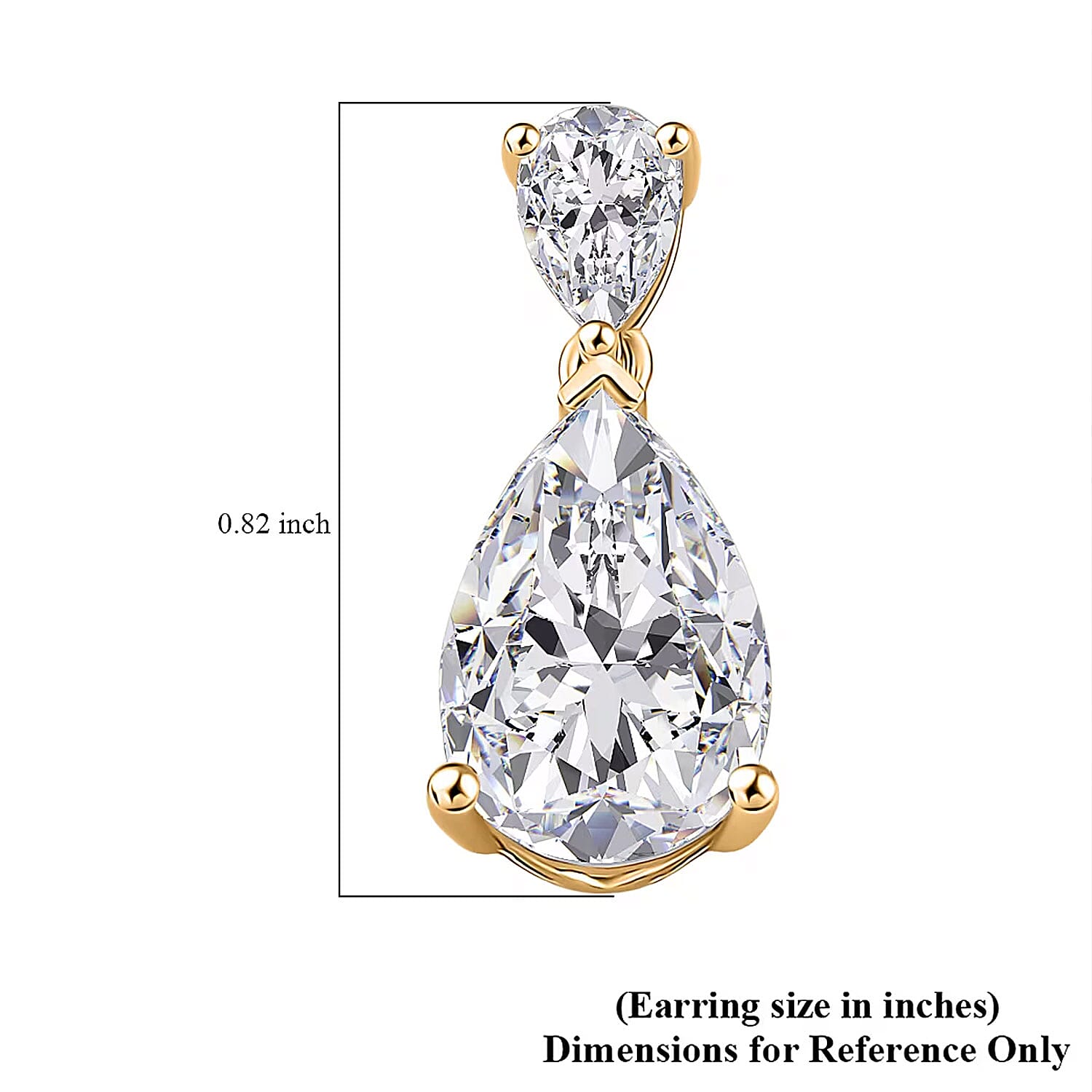  D'Joy Moissanite 6.60 ctw Celebrity Glam Tear Drop Earrings in 18K Vermeil Yellow Gold Over Sterling Silver
