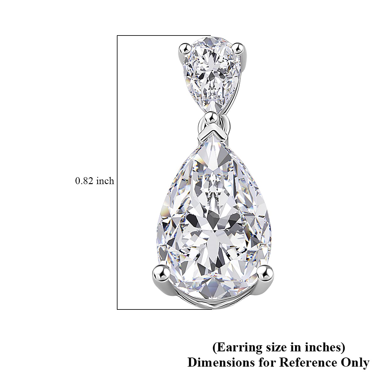 Doorbuster D'Joy Moissanite 6.60 ctw Celebrity Glam Tear Drop Earrings in Rhodium Over Sterling Silver image number 5